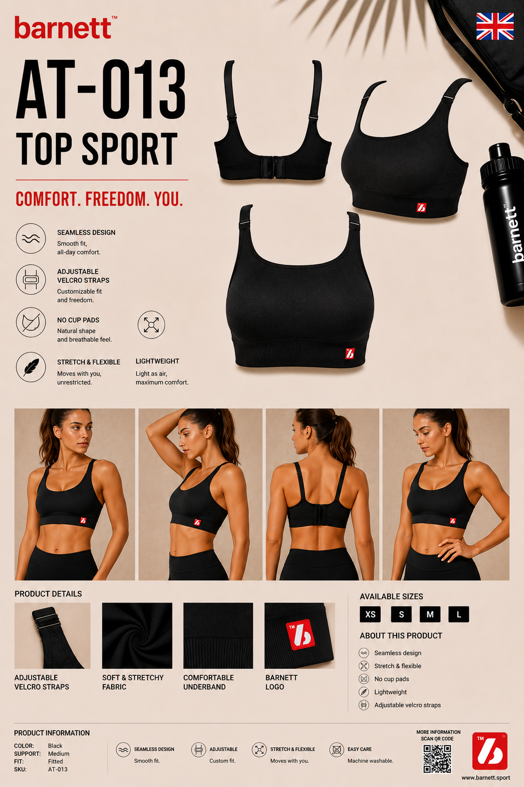 AT-013 Seamless Bra Black