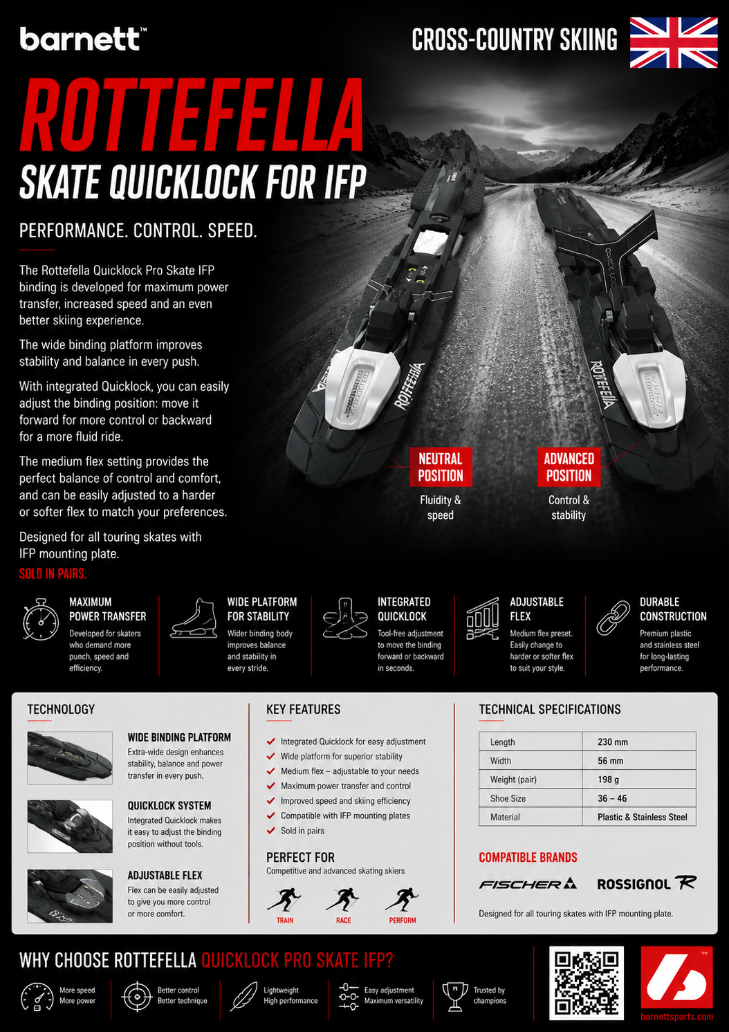 Rottefella Fixations Rottefella NNN skate Quicklock for IFP* (X2)