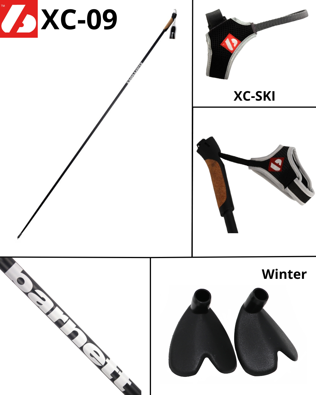 XC-09 Carbon ski poles for Nordic and Roller Skiing