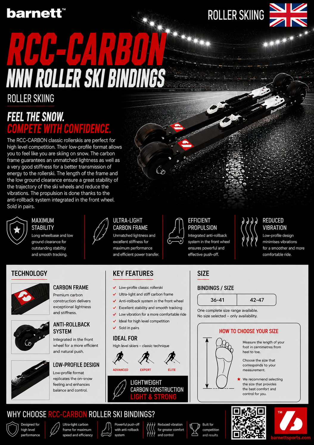 RCC-CARBON NNN Roller ski, BLACK