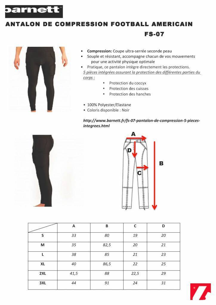 FS-07 Compression pants, 5 integrated pieces, for American football