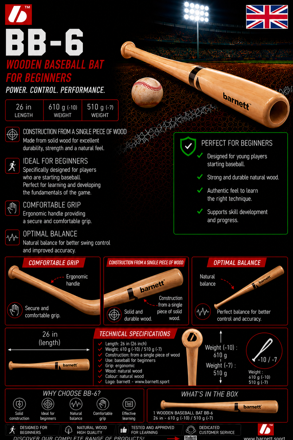 BB-6 Wooden baseball bat