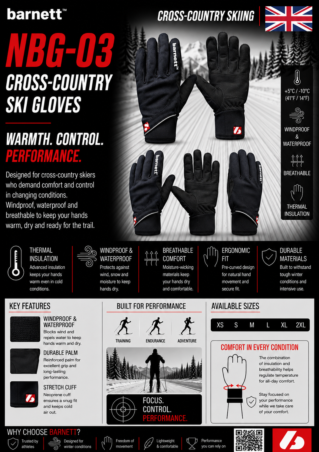 NBG-03 cross-country ski gloves +5°/-10°C