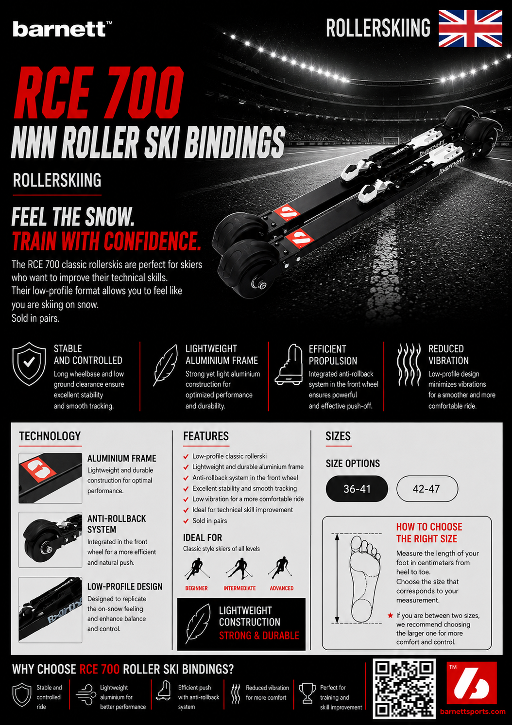 RCE-700 Bindings NNN Roller ski, BLACK