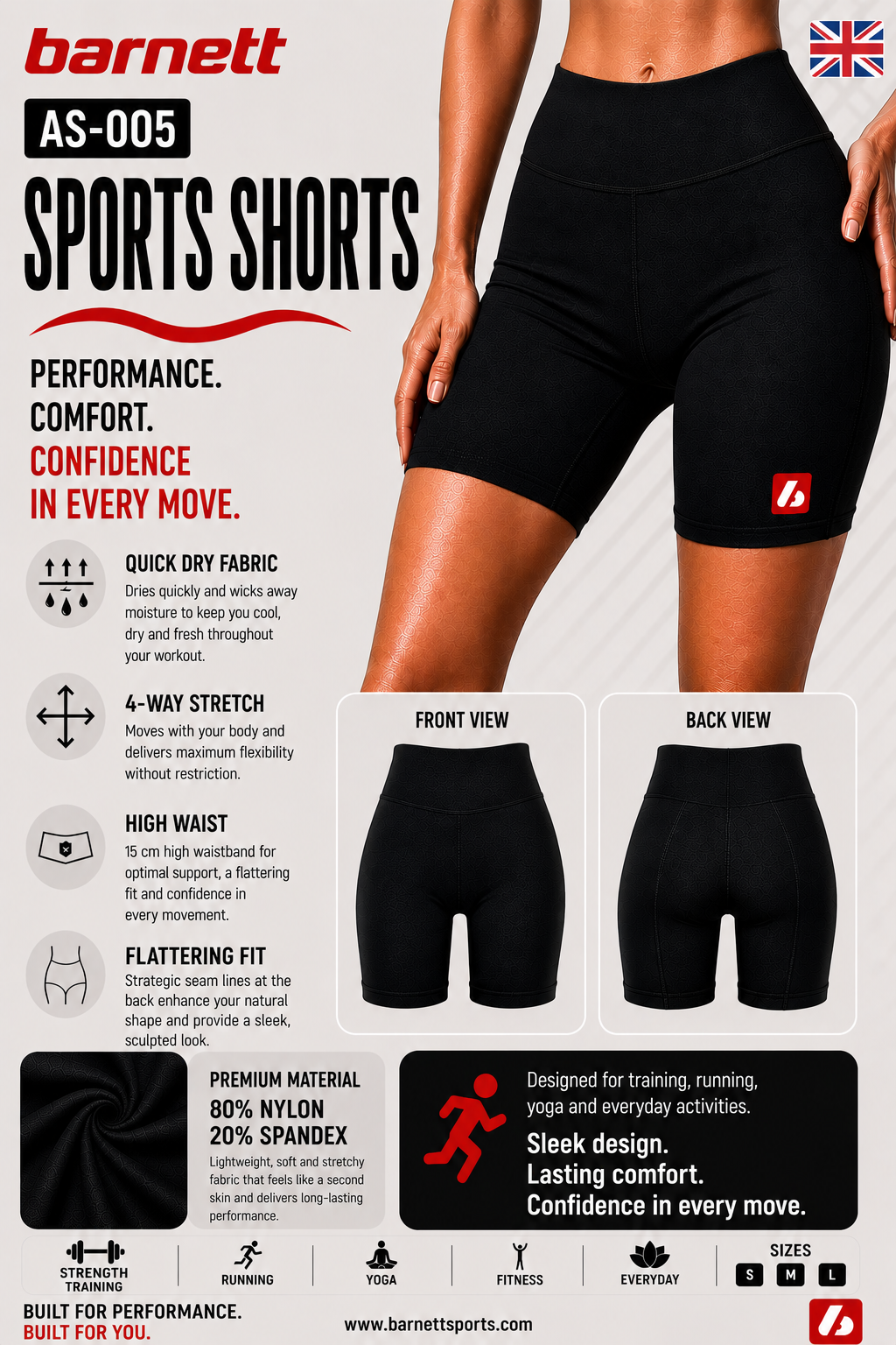 AS-005 Sports Shorts Black