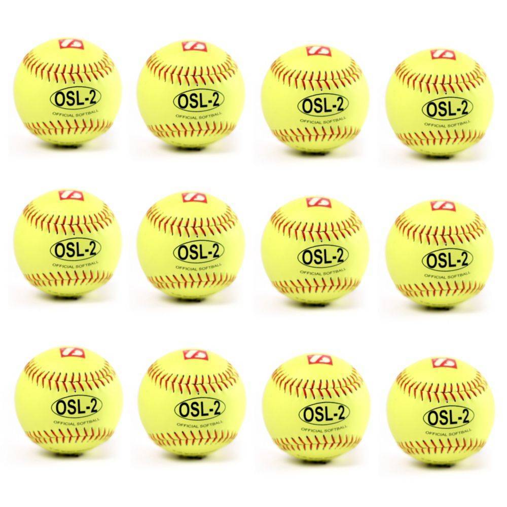 OSL-2 Competition softball, size 12", yellow, 1 dozen